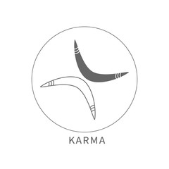 Boomerang icon. Isolated karma logotype. Flat vector illustration.