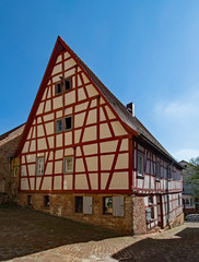Fachwerkhaus in der Altstadt von Breuberg im Odenwald in Hessen, Deutschland 
