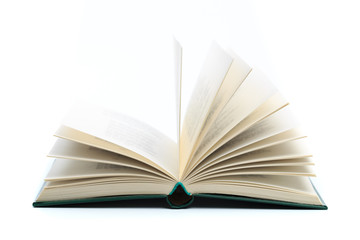 open vintage book isolated on a white background .