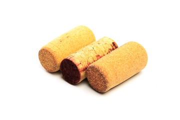 Wine corks isolated on white background .