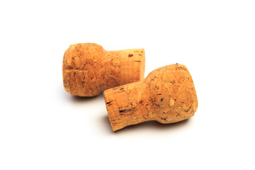 Wine corks isolated on white background .