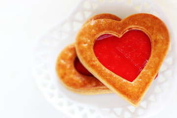 Homemade Valentine's day cookies in heart shpaed
