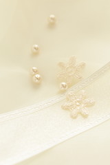 Elegant ribbon and artificial flower for background image