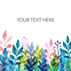 Pattern with vector watercolor flowers and plants. Floral decor. Autumn card, poster, promotion. EPS10 vector illustration