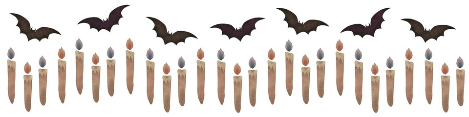 ハロウィン　コウモリと蝋燭　ライン