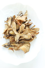 chinese food, maitake mushroom and sesame seed stir fried