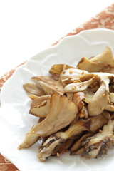 chinese food, maitake mushroom and sesame seed stir fried