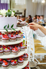 Beautiful and sweet wedding cake for newlyweds