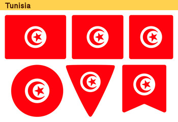 「チュニジアの国旗」6個の形のアイコンデザイン