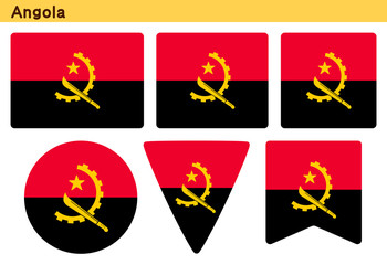「アンゴラの国旗」6個の形のアイコンデザイン