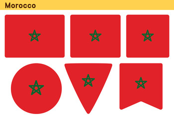 「モロッコの国旗」6個の形のアイコンデザイン