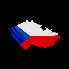 Hanging Czech flag in form of map. Czech Republic. National flag concept.
