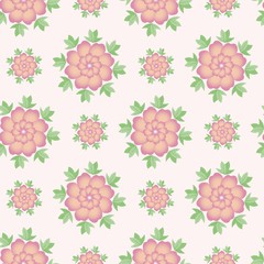 pattern seamless pink flowers on cream background