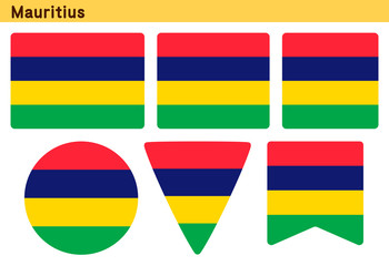 「モーリシャスの国旗」6個の形のアイコンデザイン