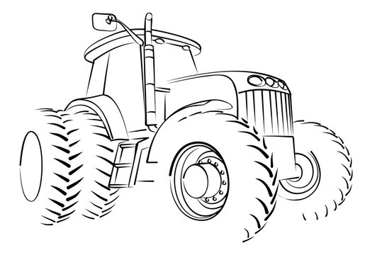 The Sketch of a big heavy tractor.