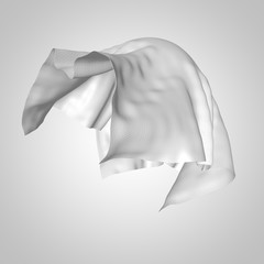 Folds of fabric in flight. 3d illustration.