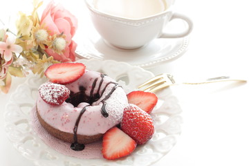 Strawberry chocolate donut pink dessert