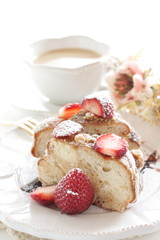Homemade strawberry and caramel donut