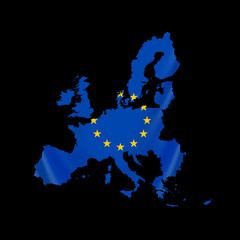 Map of European union and EU flag illustration.