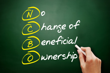 NCBO - No Change of Beneficial Ownership acronym, business concept on blackboard