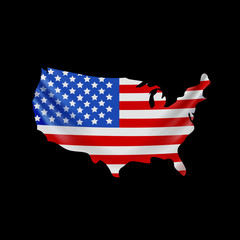 USA flag in form of map. United States of America. National flag concept.