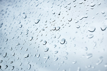 Raindrops on glass close-up