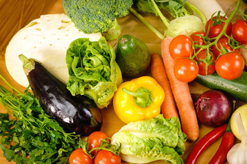 Many healthy colorful vegetables