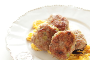 Chinese food, mince pork patty on dish