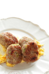 Chinese food, mince pork patty on dish