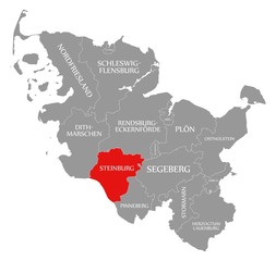 Steinburg red highlighted in map of Schleswig Holstein Germany
