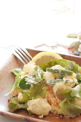 bean and potato salad with copy space