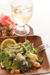 bean and potato salad with copy space