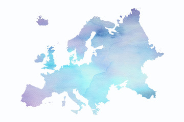 Mapa Europy w wersji artystycznej na białym tle