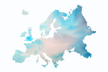 Mapa Europy w wersji artystycznej na białym tle