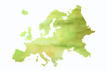 Mapa Europy w wersji artystycznej na białym tle - obrazy, fototapety, plakaty