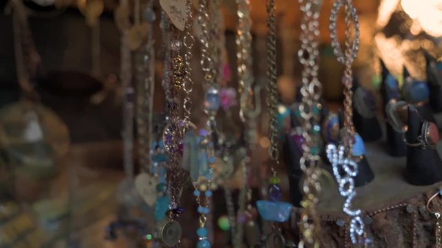 A close up of jewelry in a shop.