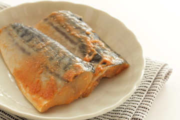 Homemade Japanese miso marinated mackerel