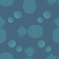 Blue pineapple in a seamless pattern design