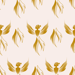 Phoenix girl in an elegant seamless pattern design