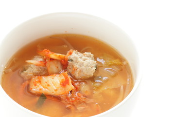 Korean food, Kimchi and meat ball soup