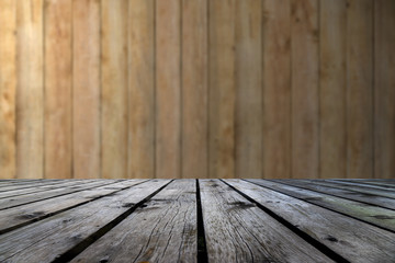 interior empty room with old wooden wall and old wooden floor.