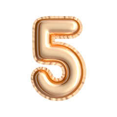 Golden color balloon number 5
