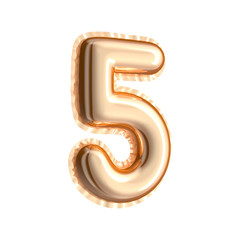 Golden color balloon number 5