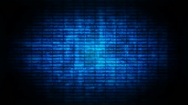 Computer Screen With Encrypted data Hacking Loop/ 4k animation of a computer screen background with binary code, digits and numbers