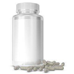 Realistic 3D bottle mock up on white background.3D Rendering