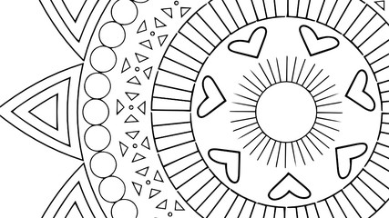 Black and White Mandala Pattern Decorative Ornament in Ethnic Oriental Style Unusual Flower Shape for Web Design Print Tattoo Coloring Book