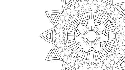 Black and White Mandala Pattern Decorative Ornament in Ethnic Oriental Style Unusual Flower Shape for Web Design Print Tattoo Coloring Book