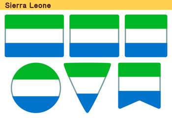 「シエラレオネの国旗」6個の形のアイコンデザイン