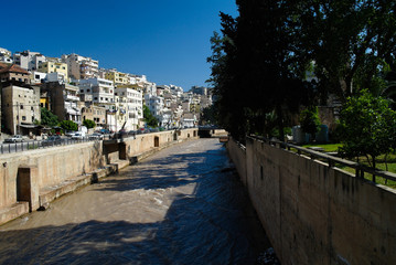 panorama view to Tripoli city and Kadisha or Nahr Abu Ali River in Lebanon