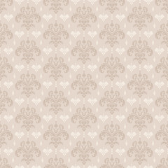 Background with seamless pattern: damask wallpaper in vintage style, vector image
